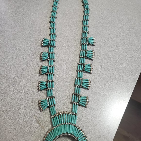 Southwestern Style Safety Pin Necklace - Picture 1 of 3